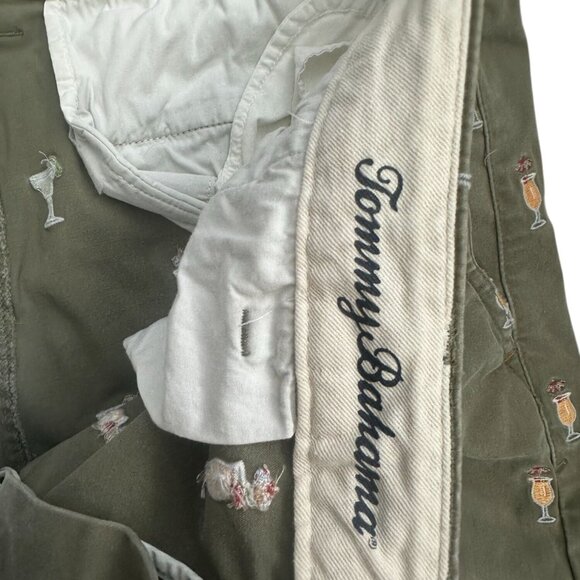 TOMMY BAHAMA Men's Olive Green Cocktail Print Embroidered Shorts Size 38 - Picture 5 of 8
